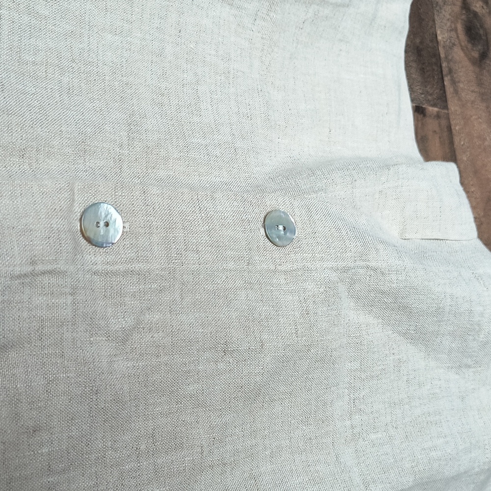 NWOT Orvis Oatmeal 100% Linen Button Up Short Sleeve Top Sz Small Women - Picture 16 of 17